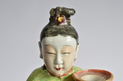 Lot 78 - Two damaged mid 20th century Chinese porcelain figural candle holders
