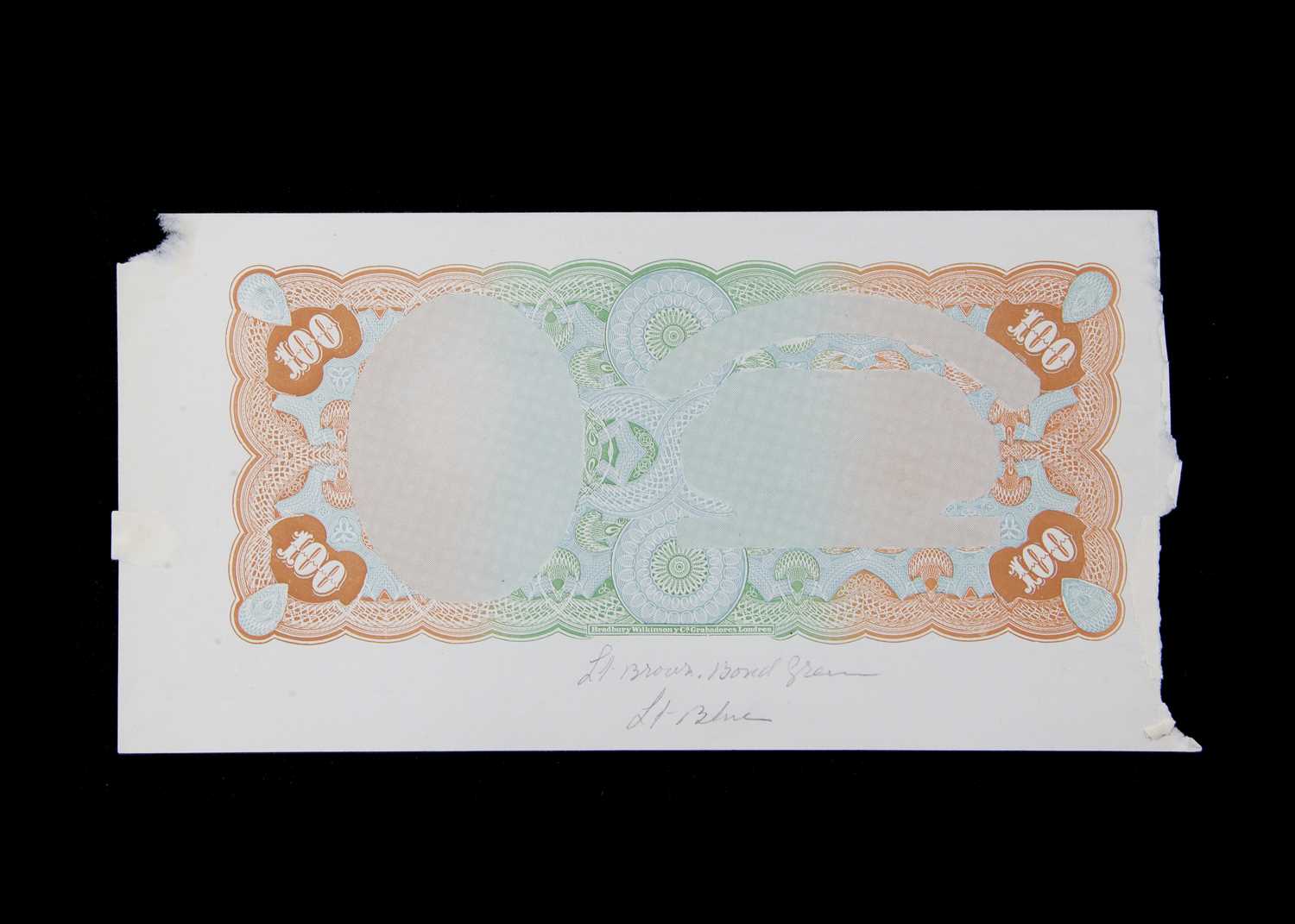 Lot 164 - An early 20th century hand printed printer's proof for a bank note