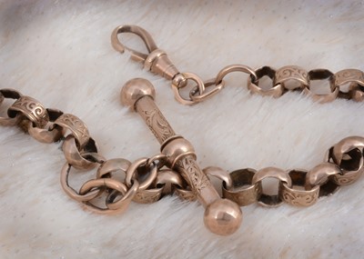 Lot 12 - A Victorian circular engraved link watch chain