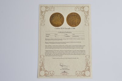 Lot 3 - A Spanish Carlos III 8 Escudo gold coin
