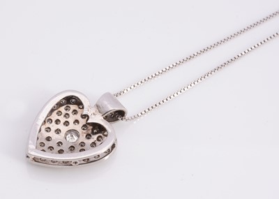 Lot 72 - A 18ct white gold pave set heart pendant necklace