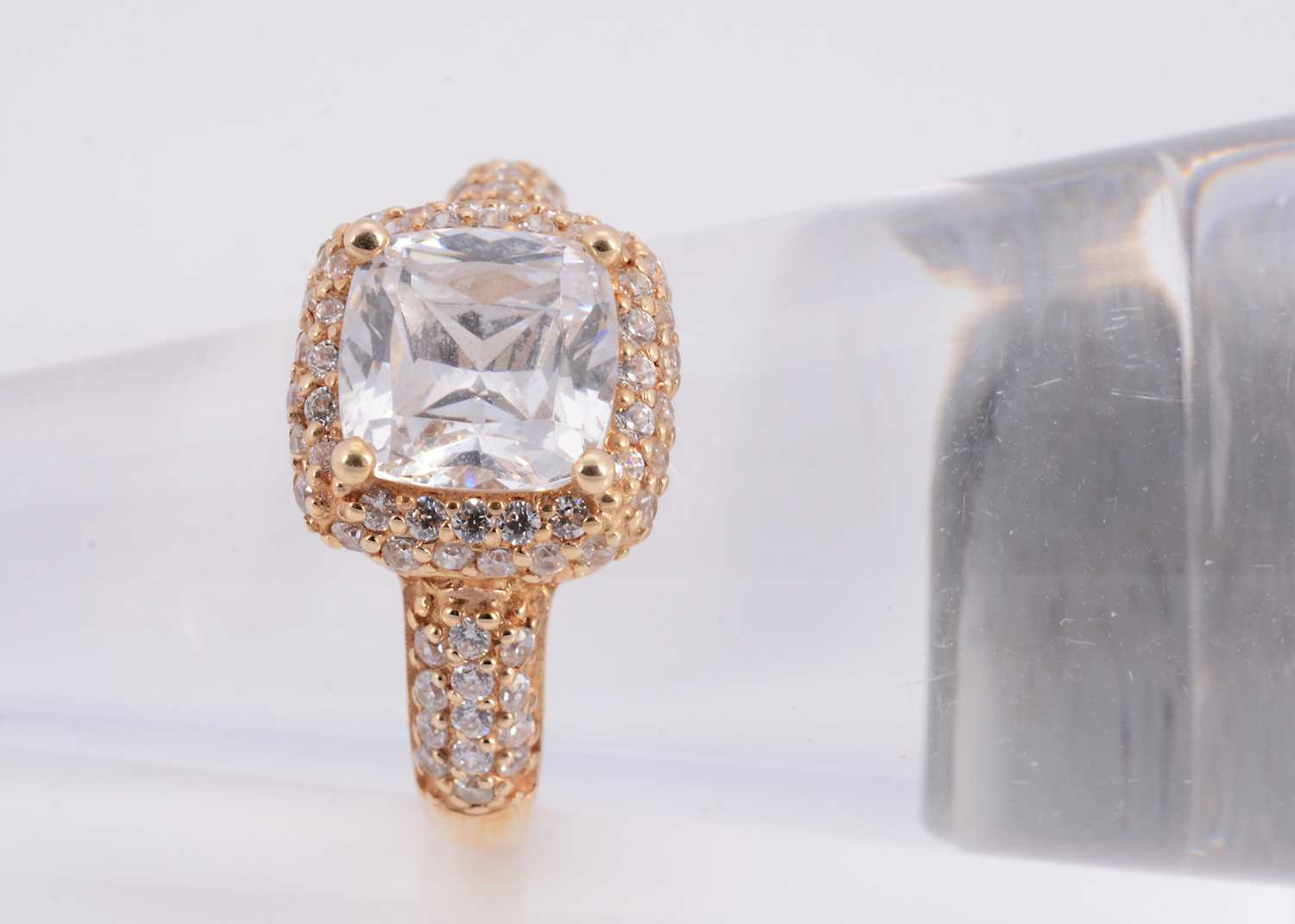 Lot 76 - A 14ct gold dress ring with princess cut gem