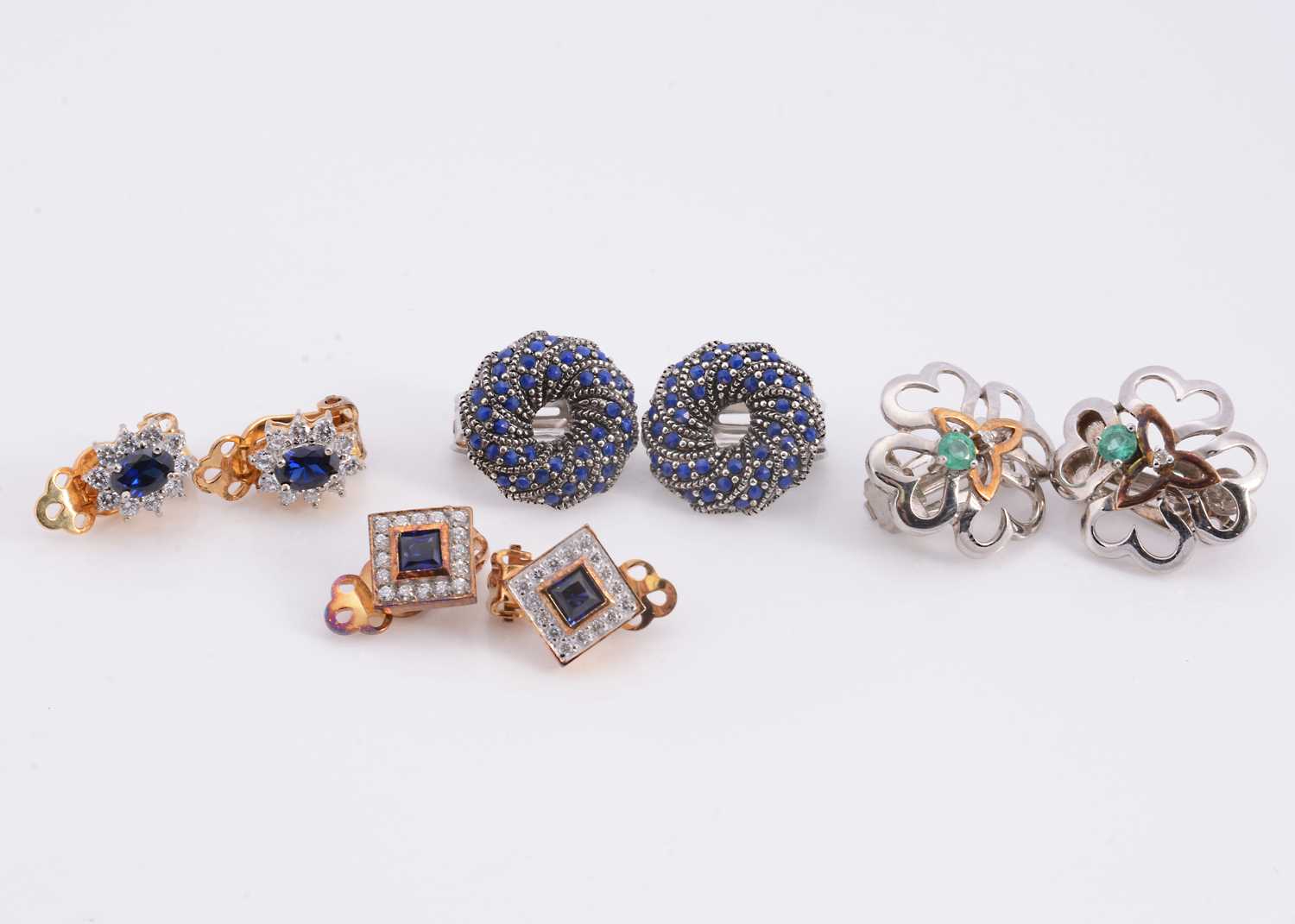 Lot 79 - Four pairs of silver clip on back earrings