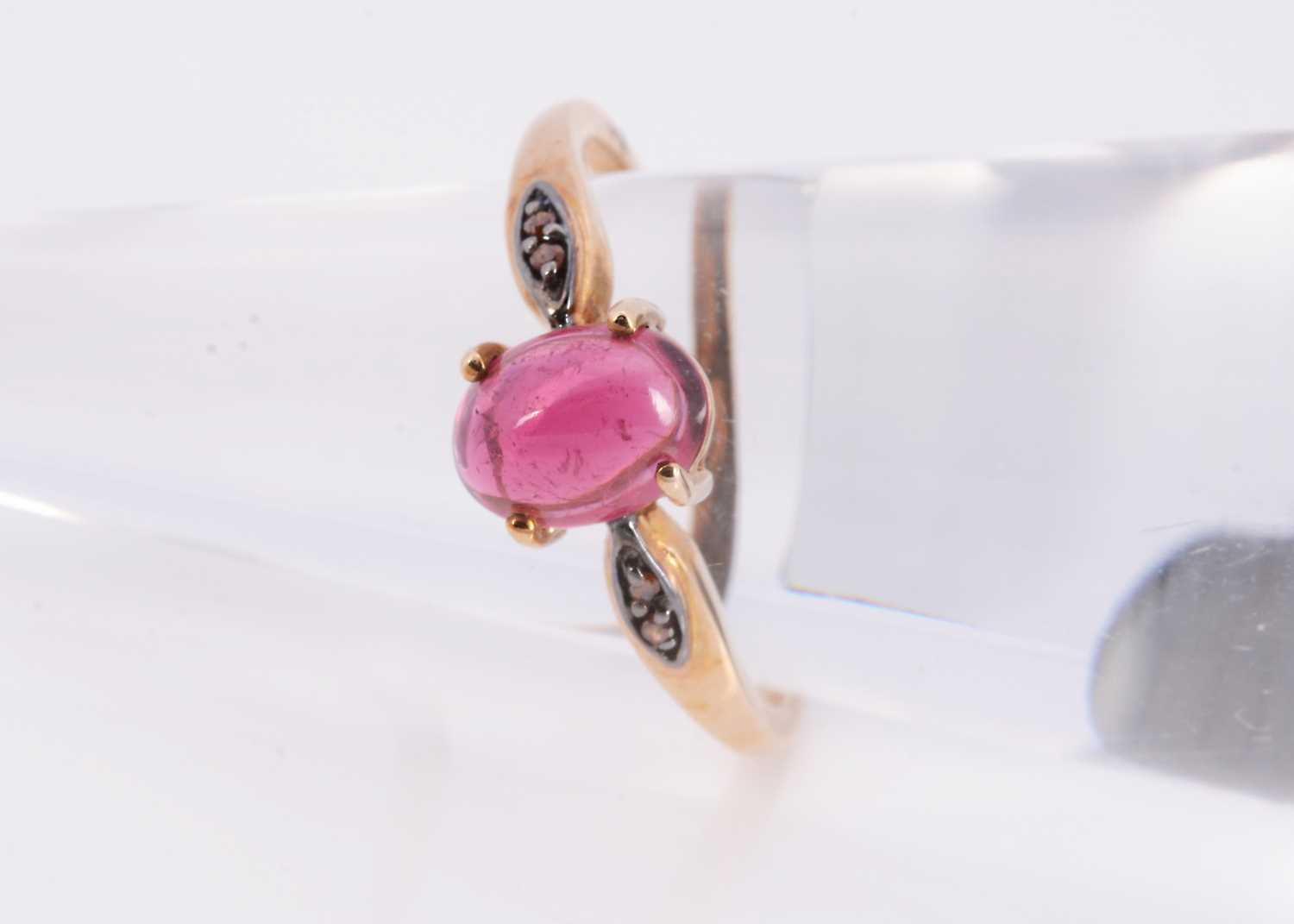 Lot 90 - A 9ct gold rubellite & diamond dress ring