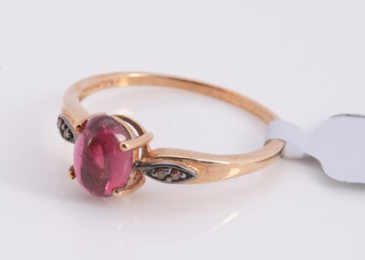 Lot 90 - A 9ct gold rubellite & diamond dress ring