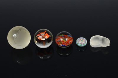 Lot 23 - Five small glass paperweights