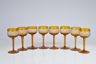 Lot 37 - A set of eight mid 20th century Bohemian Hock glasses