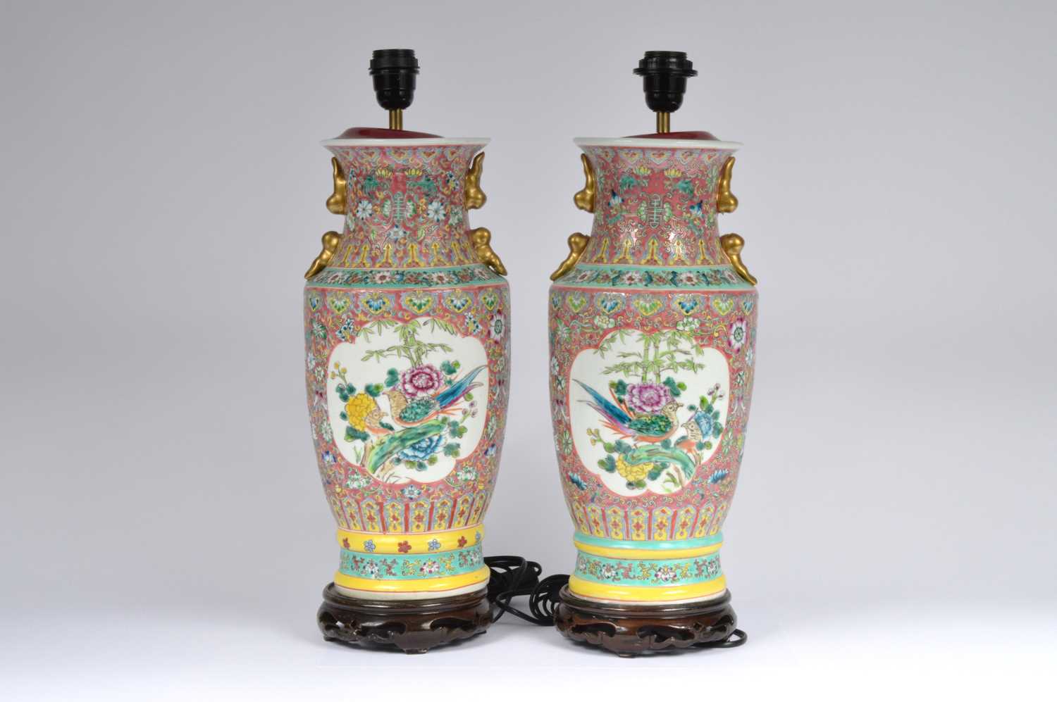 Lot 50 - A pair of 20th century Chinese porcelain lamp bases