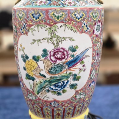 Lot 50 - A pair of 20th century Chinese porcelain lamp bases