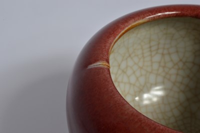 Lot 56 - Three Chinese Sang Du Beouf glazed porcelain items