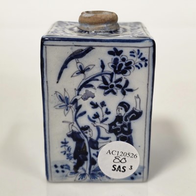 Lot 80 - A pair of Chinese Canton porcelain circular pots and covers and a European tea caddy