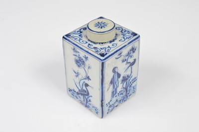 Lot 80 - A pair of Chinese Canton porcelain circular pots and covers and a European tea caddy
