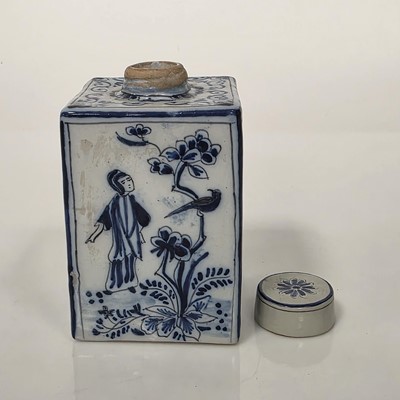 Lot 80 - A pair of Chinese Canton porcelain circular pots and covers and a European tea caddy