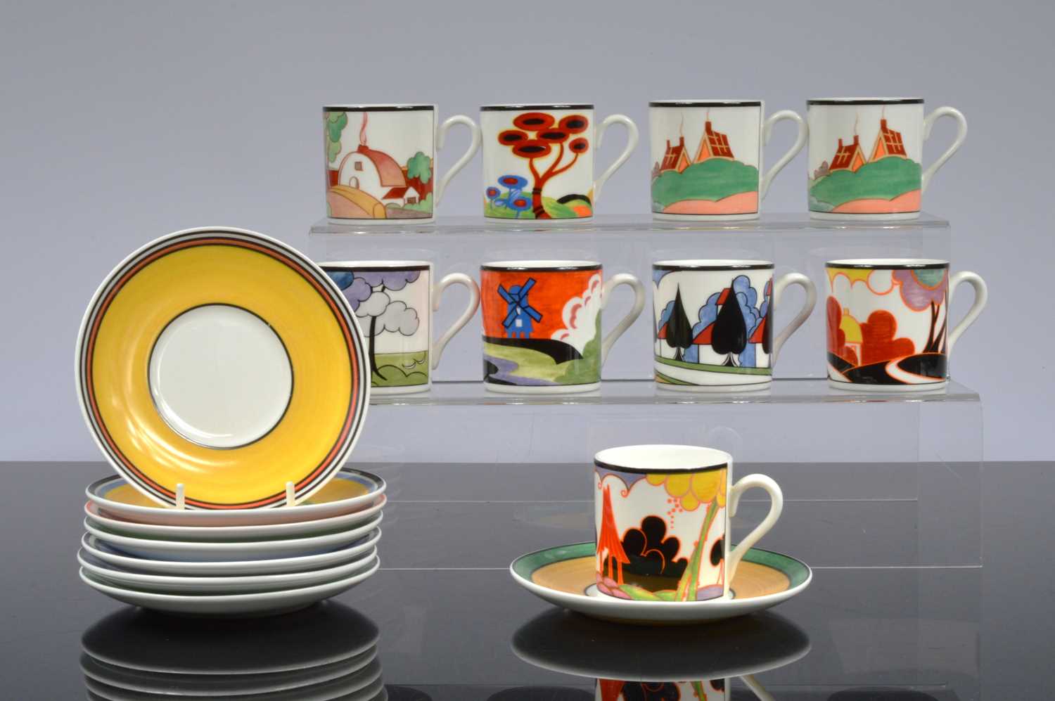 Lot 94 - A modern set of Wedgwood porcelain Café Chic collection inspired by Clarice Cliff designs
