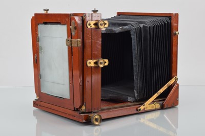 Lot 4 - A W Butcher & Sons Ltd Half Plate Mahogany & Brass Tailboard Camera