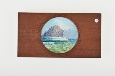 Lot 20 - Seven Carpenter & Westley 7x3½'' Mahogany  Mounted 3'' Diameter Hand Painted Magic Lantern Slides