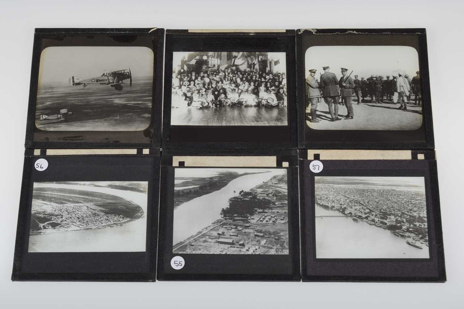 Lot 42 - Approx 160 3¼'' B&W Magic Lantern Slides Relating to a WWI RAF Squadron